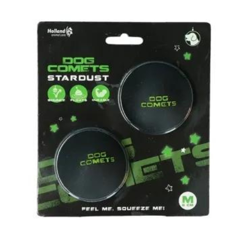 Jucarie Dog Comets Ball Stardust Black/Green M 2-pack  - Caini