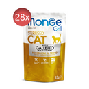 28x85g Plicuri MONGE Grill cu Carne de Cocoș Hrana Umeda Pisici Steril PROMO