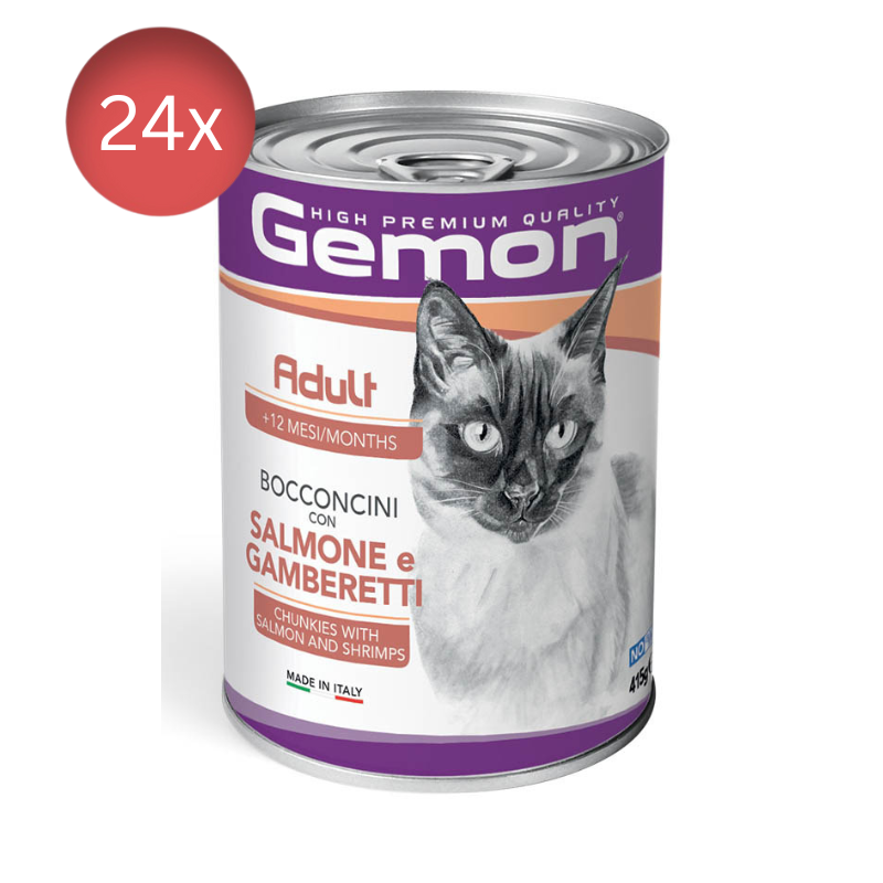 Conserve Gemon cu Somon și Creveți 24X415g - Pisici Adulte