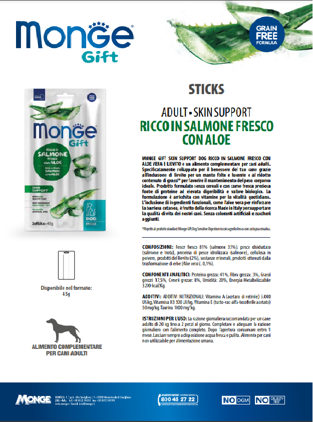 Monge Sticks, Somon si Aloe - Piele PROMO