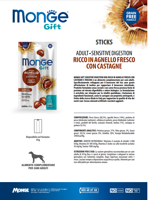 Monge Sticks, Miel, Castane si Inulina - Digestie PROMO