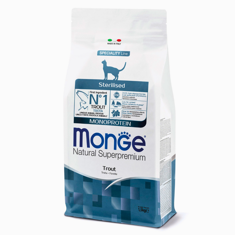 Monge Pisici Sterilizate Monoprotein  Pastrav | 1.5 kg
