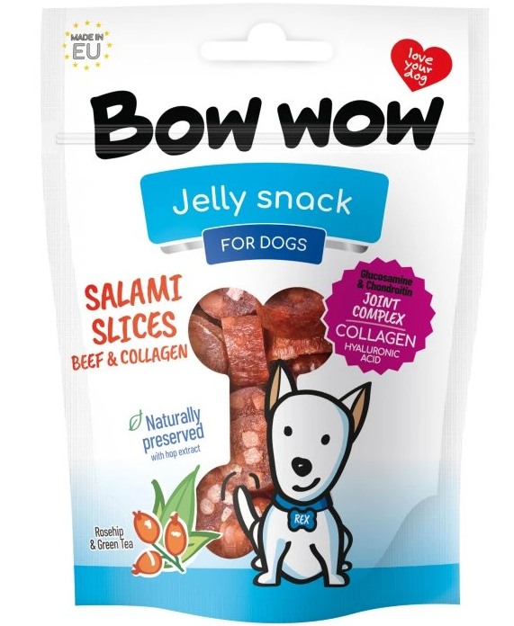 Bow Wow Snack Felii de Salam cu carne de vită și colagen 80g COD: BW437R