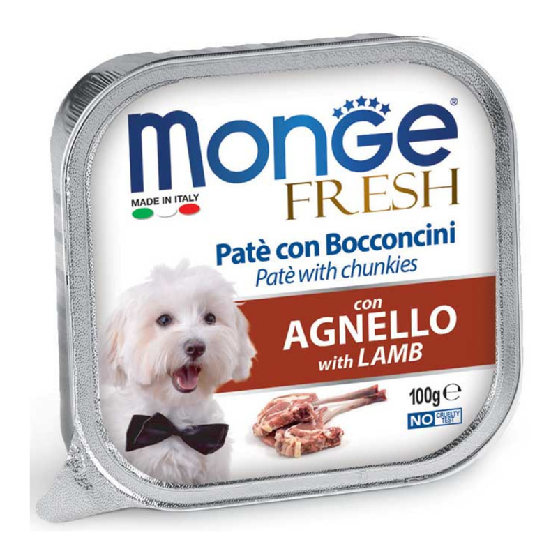 32x100g Monge Fresh Adult Pate cu Bucati de Miel