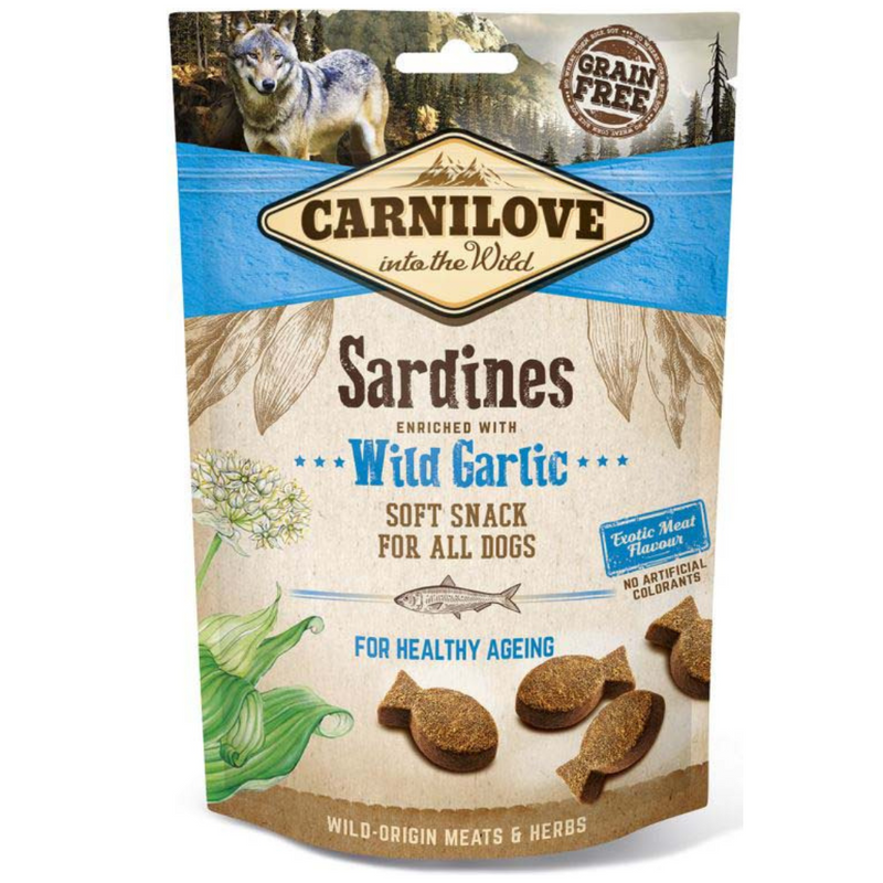CARNILOVE Recompense Semi Moist pentru câini, cu Sardine şi Leurdă 200g
