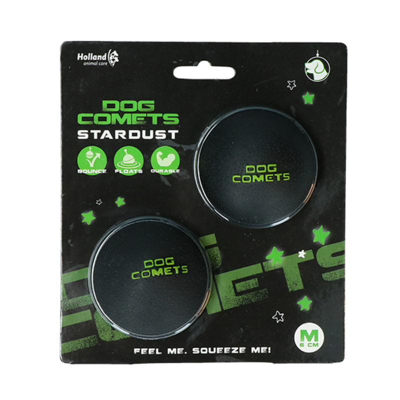 Jucarie Dog Comets Ball Stardust Black/Green M 2-pack  - Caini