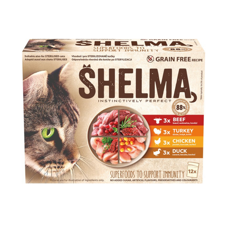 12x85g Plicuri Shelma Mixt Multipack ( varianta 2 ), Grain Free - Hrană  Umedă  Pisici PROMO