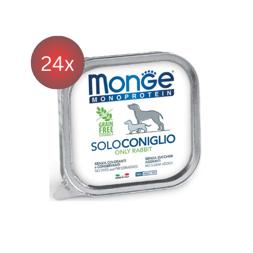 24x150g Pate MONGE Monoprotein Adult cu Iepure - Hrană Umedă Câini PROMO