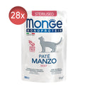 28x85g Plicuri MONGE Pate Monoprotein Adult cu Carne de Vita Hrana Umeda Pisici Steril
