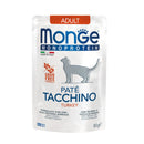 28x85g Plicuri MONGE Pate Monoprotein Adult cu carne de Curcan Hrana Umeda Pisici