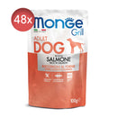 24x100g Plicuri MONGE Grill Adult cu Somon - Hrana Umeda Caini