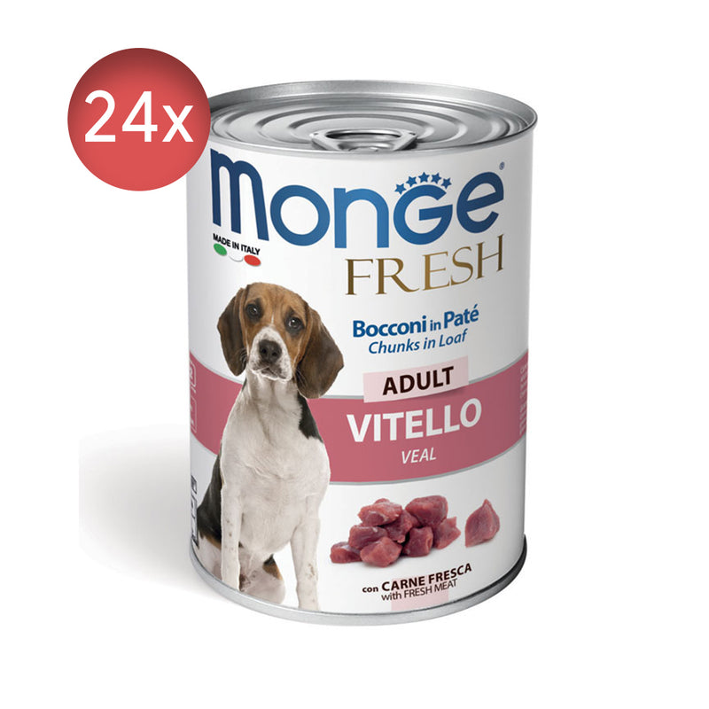 24x400g Conserve MONGE Fresh Adult cu Vițel - Hrană Umedă Câini