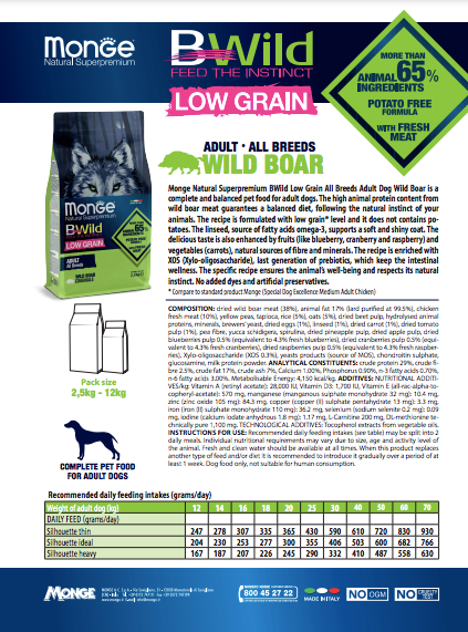 Monge B-Wild Adult Low Grain Mistret | 12 kg