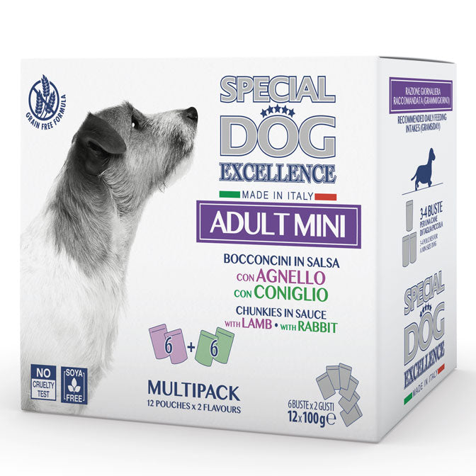 12x100g Plicuri Special Dog Excellence Mini Multipack 6xMiel, 6xIepure - Hrana Umeda Caini